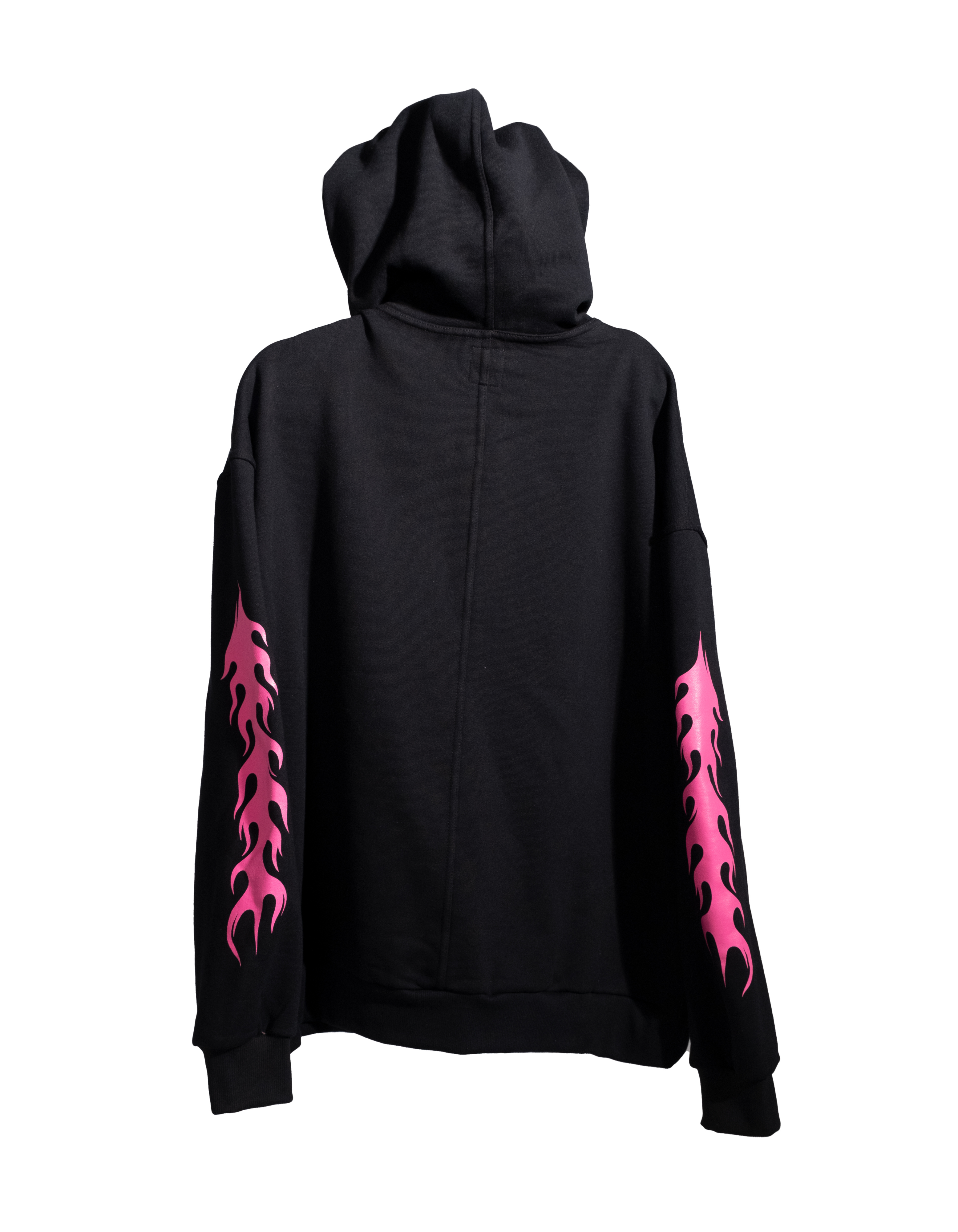 CIR Hoodie with Front Pink Logo and Pink Sleeve Flames