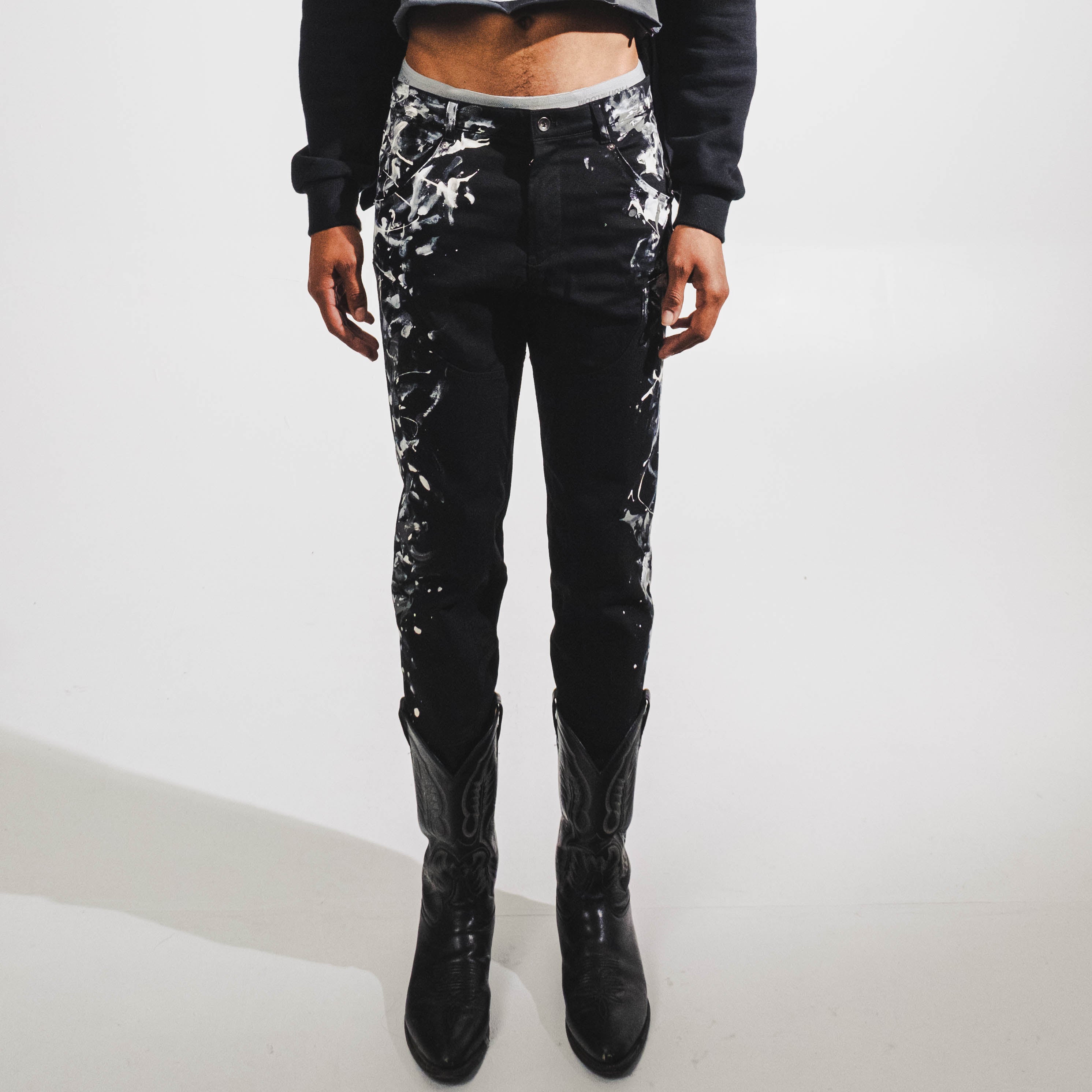 CIR Black Panel Pants  (Hand Painted)